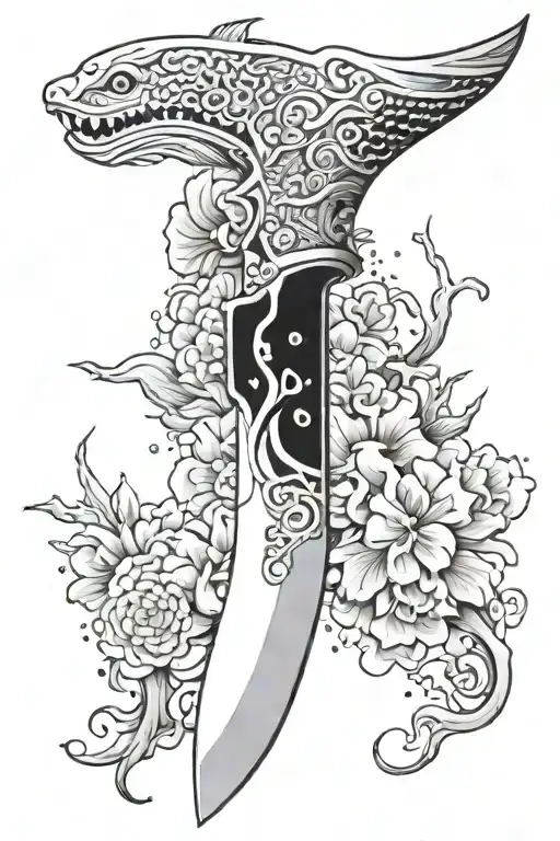 japanese knife tattoo design idea