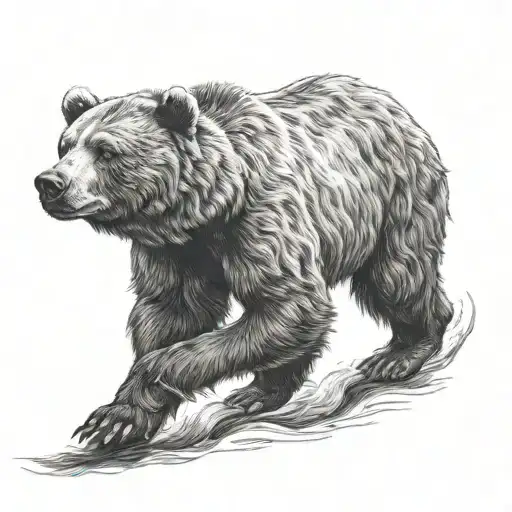 bear walking tattoo design idea