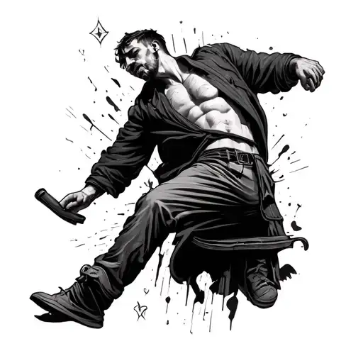 A tattoo depicting a man trying to succeed in the present without worrying about the past. tattoo design idea