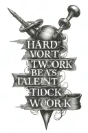 include text "hard work beats talent when talent doesn't work hard" tattoo design idea
