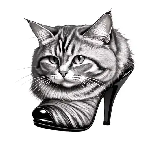 a cat in a heel shoe tattoo design idea