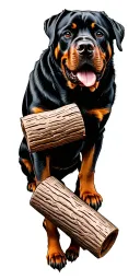 rottweiler with a log cain going up arm tattoo design idea