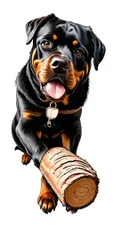 rottweiler with a log cain going up arm tattoo design idea