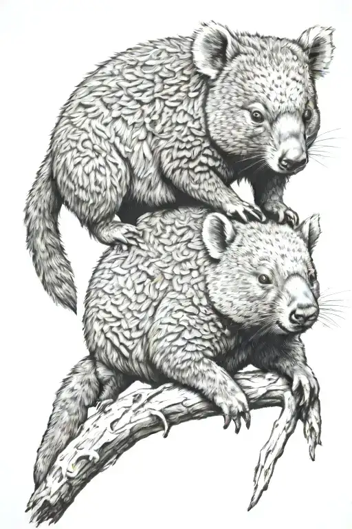 wombat, echidna, koala tattoo design idea