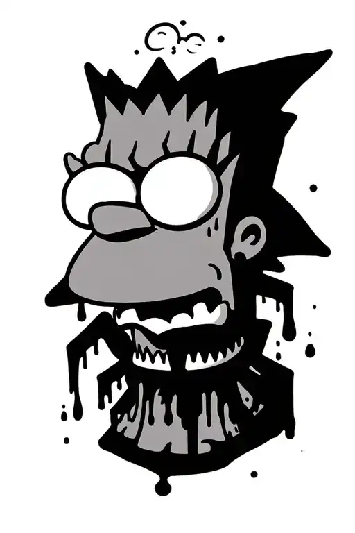 BART Simpson as an evil, toxic, acid dripping spider. BART’s head is styled true to the cartoon with spider like feature tattoo design idea