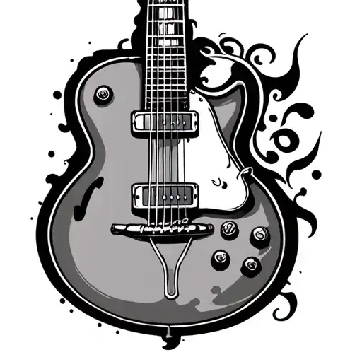 guitar and medicine tattoo design idea