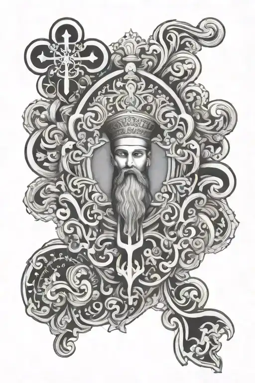 Orthodox with god symbol tattoo design idea