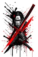 samurai sword stuck tattoo design idea