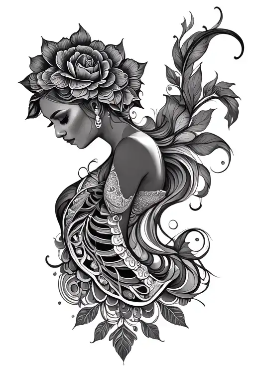 Feminine, sexy, curve up over hip bone, no flowers or animals. not mandala or tribal  tattoo design idea