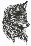 Wolf face tattoo design idea