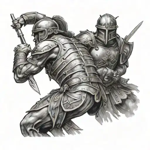Roman war and underworld tattoo design idea