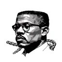 Malcolm x wearing a chain tattoo design idea