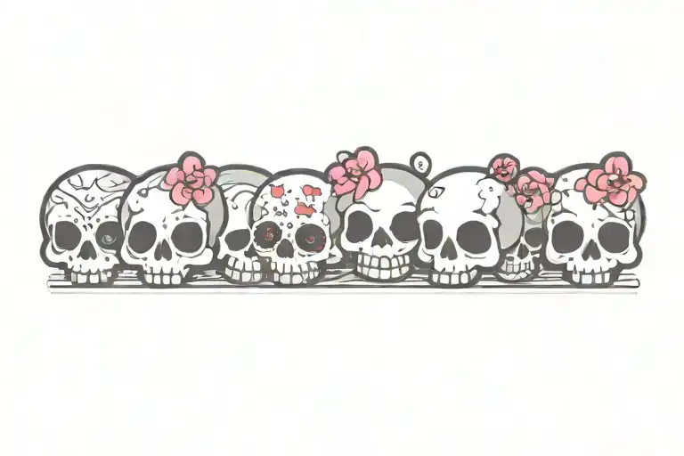 kawaii skulls tattoo design idea