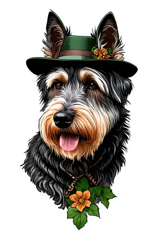 Irish wolfhound Dickensian tattoo design idea