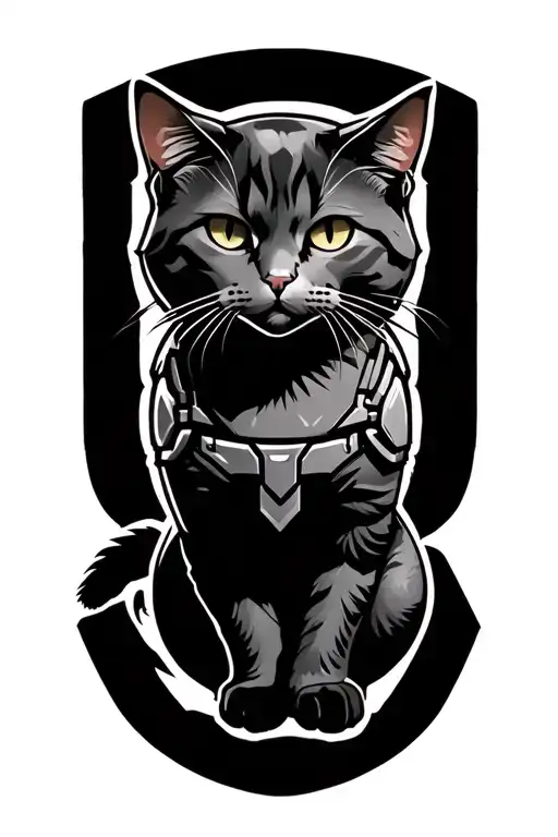 Standing in 2 legs  Cat with an armor full body tattoo design idea
