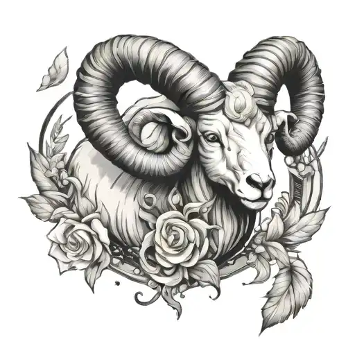 aries  ram symbol, constellation,honeysuckle,fire tattoo design idea