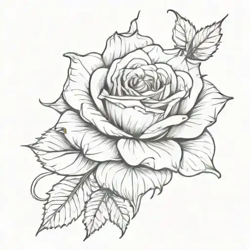 rose with scare tattoo design idea
