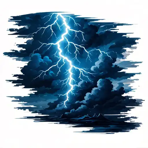 negative space lightning storm clouds. tattoo design idea