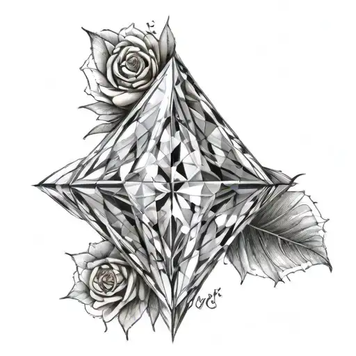 . **Central Element**: The center of the tattoo is a large diamond, done in a geometric style. It can tattoo design idea