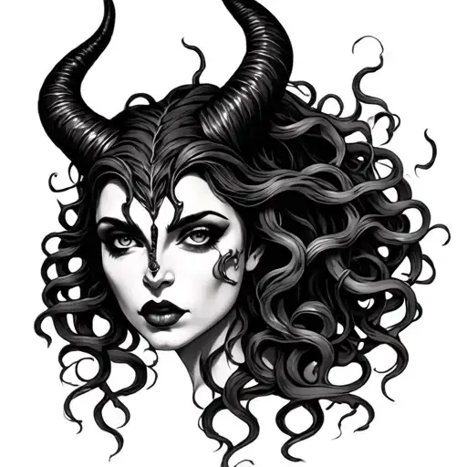 Medusa and maleficent tattoo design idea