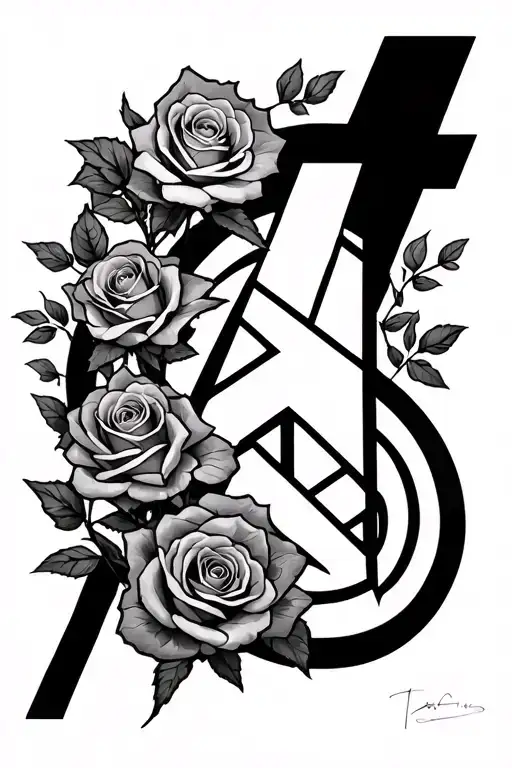 full sleeve tattoo with roses and stems tied together with the avengers logo tattoo design idea