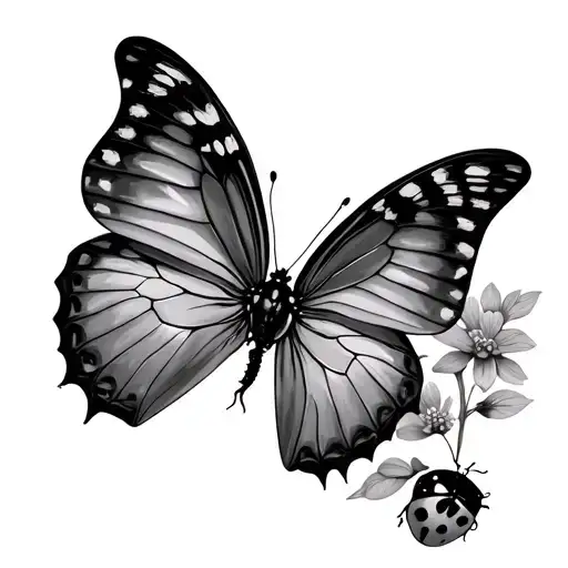 Butterfly And Ladybug tattoo design idea