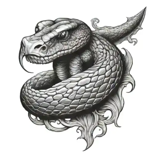 python snake ready to bite tattoo design idea