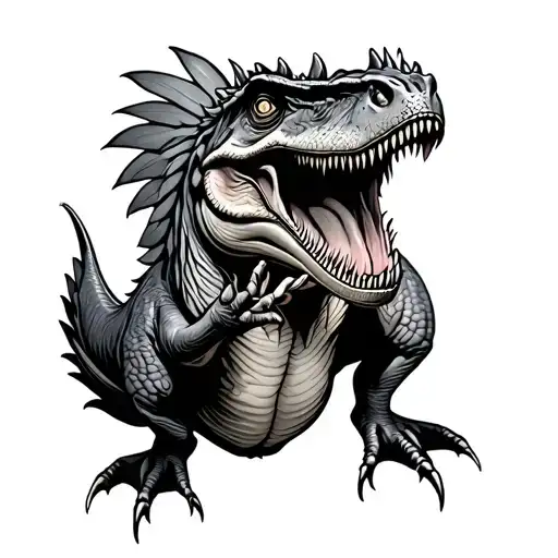 chicken fight dinosaur tattoo design idea