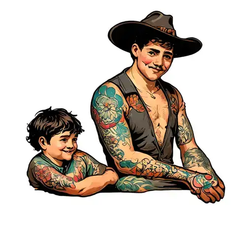 father and son matching tattoos tattoo design idea
