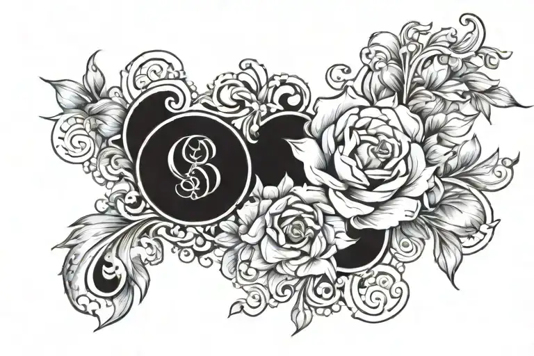 “Create an elegant tattoo design incorporating the name ‘God-Blessed’ with motifs representing blessing tattoo design idea