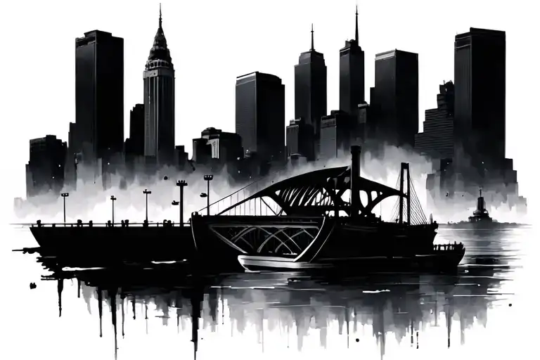 boston skyline tattoo design idea