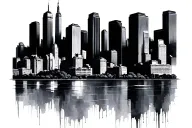 boston skyline tattoo design idea