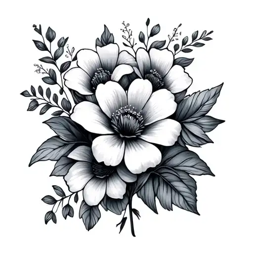 Flowers with a everything happens for a reason tattoo design idea