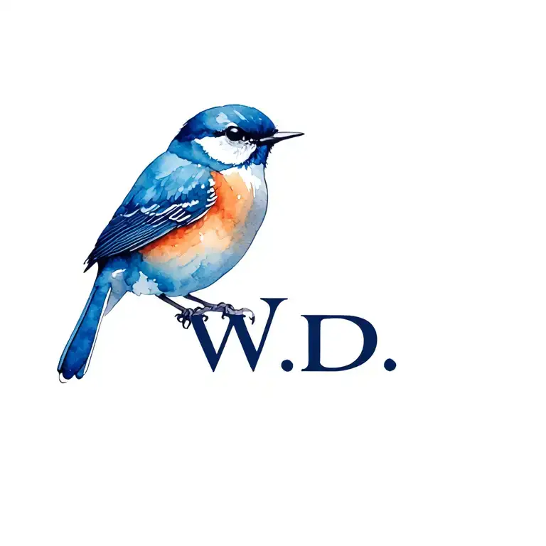 "W.D" Blue Wren tattoo design idea