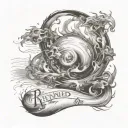 stylized flame with the inscription "Refined by fire October 5, 2024" tattoo design idea