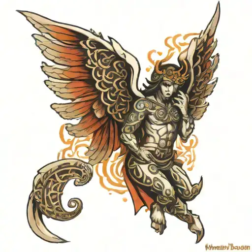 celtic angel half demon tattoo design idea