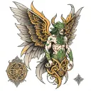 celtic angel half demon tattoo design idea