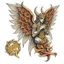 celtic angel half demon tattoo design idea