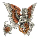 celtic angel half demon tattoo design idea