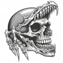 skeleton hand vampire teeth tattoo design idea