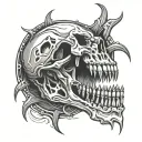 skeleton hand vampire teeth tattoo design idea