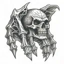 skeleton hand vampire teeth tattoo design idea