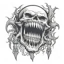 skeleton hand vampire teeth tattoo design idea