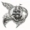 sailing heart ships through broken harbors out on the waves in the night tattoo design idea