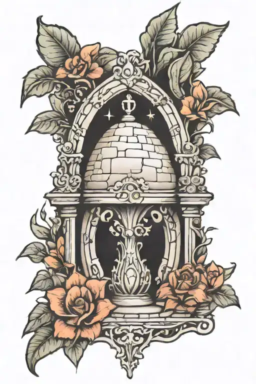 empty tomb tattoo design idea