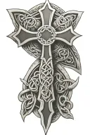 Celtic cross with trinity knot intertwined tattoo design idea