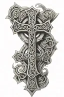 Celtic cross with trinity knot intertwined tattoo design idea