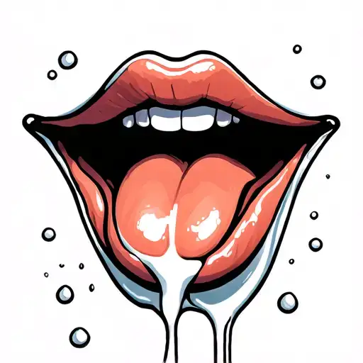 milk spilled from lips and tongue  tattoo design idea
