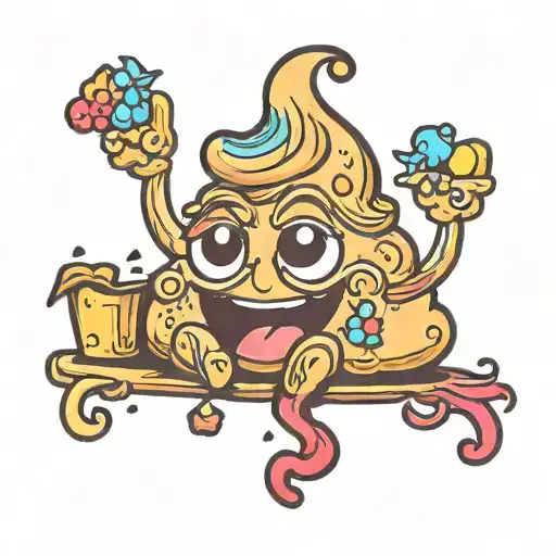 poop emoji with rainbow tattoo design idea