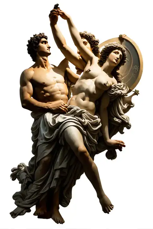 Ancient Rome Adonis with Aphrodite descending tattoo design idea